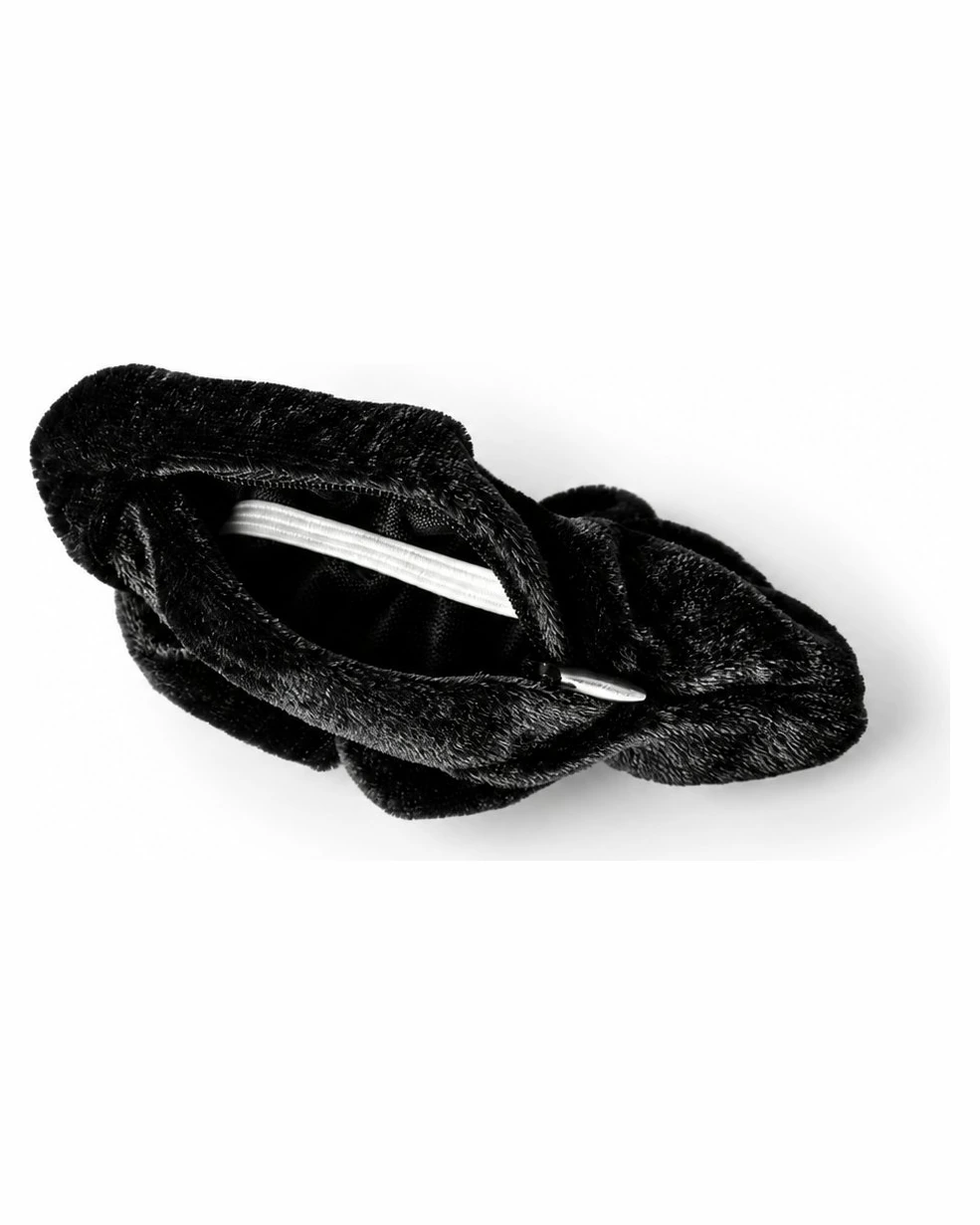 Chouchou en velours à poche zippée — compartiment caché — Indispensable rave femme noir