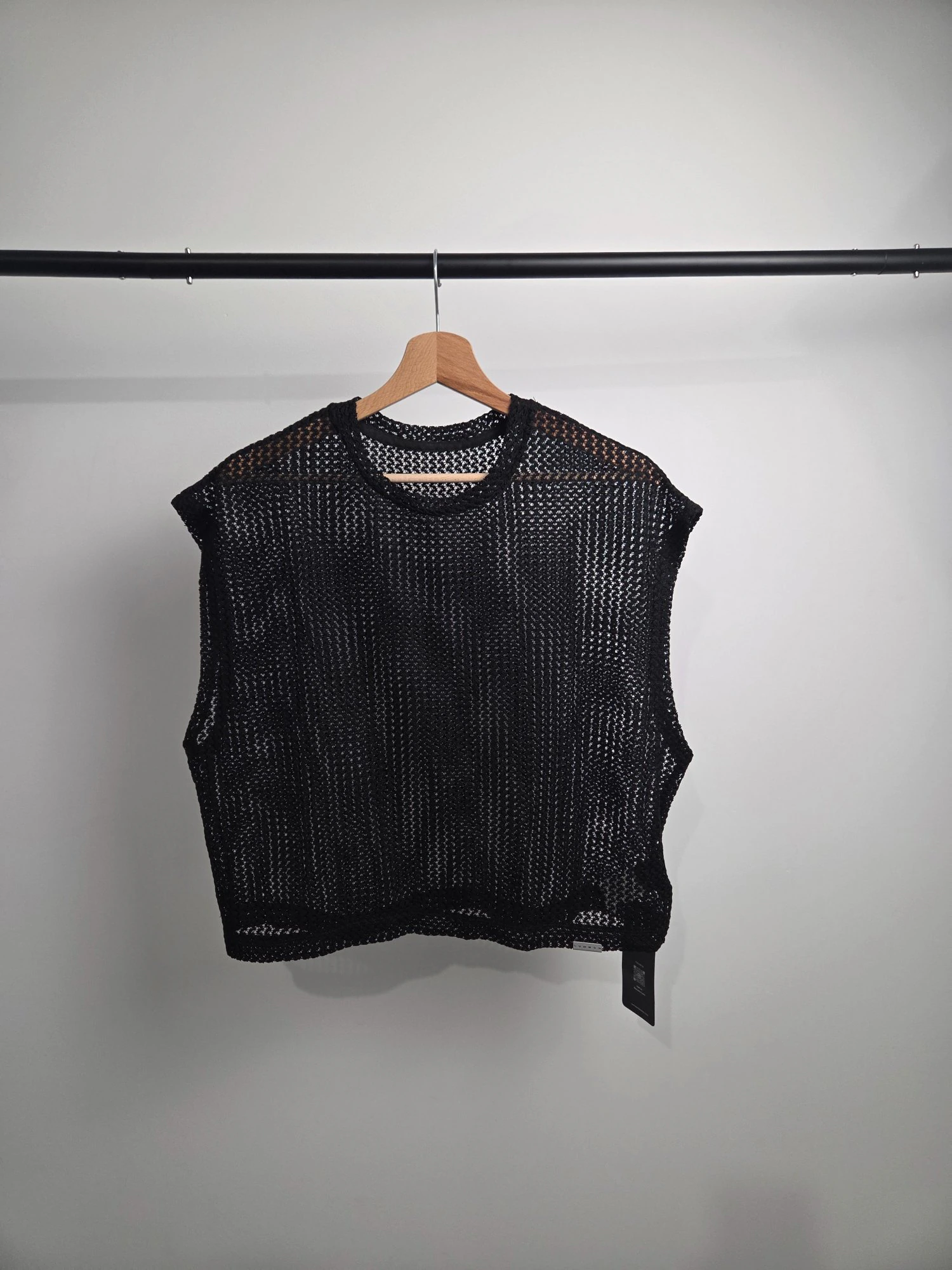 Débardeur Crochet Ajouré — Noir — T-shirt hard techno homme