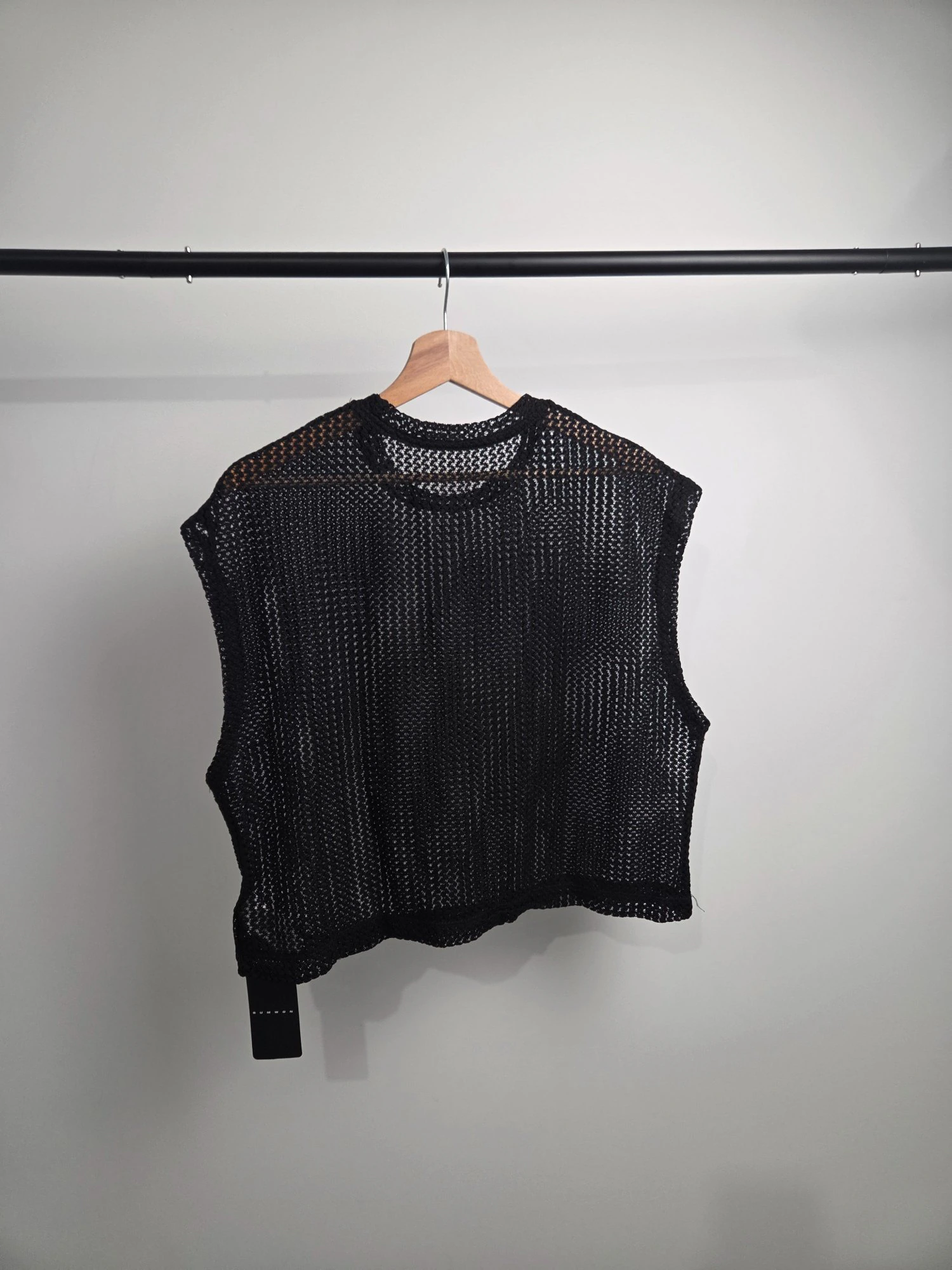 Débardeur Crochet Ajouré — Noir — T-shirt hard techno homme