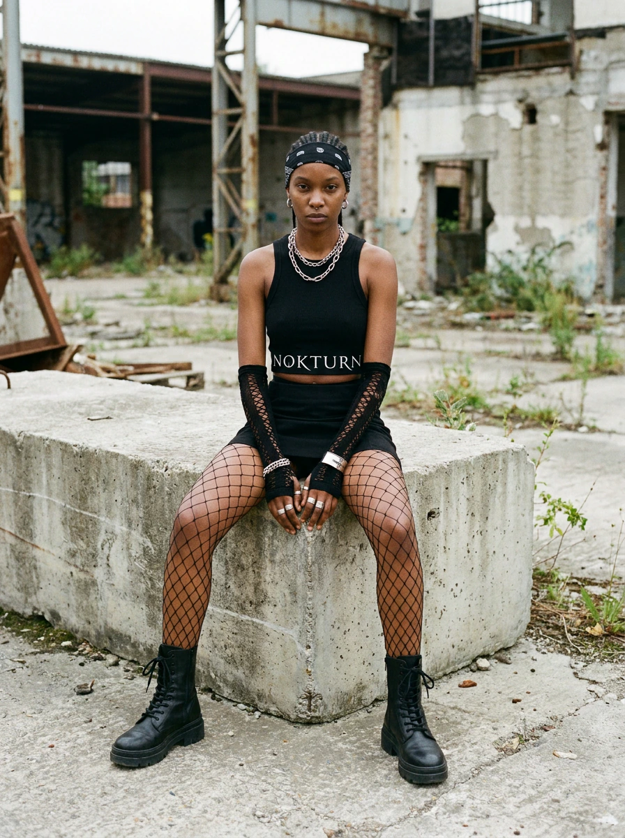 Débardeur Noir Moulant pour Femme - NOKTURN — T-shirt hard techno femme