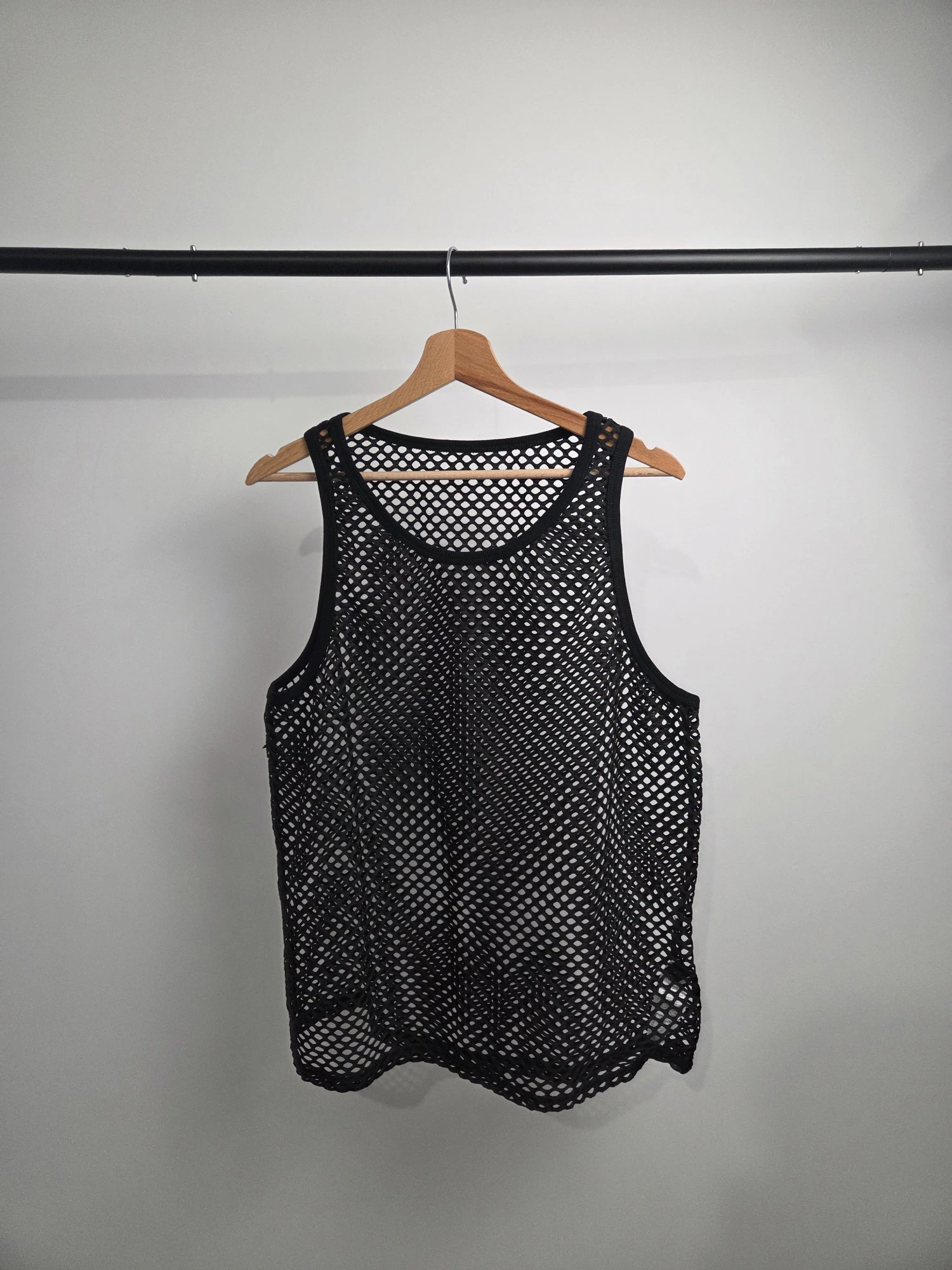 Débardeur Résille — Mesh transparent homme — T-shirt hard techno homme noir