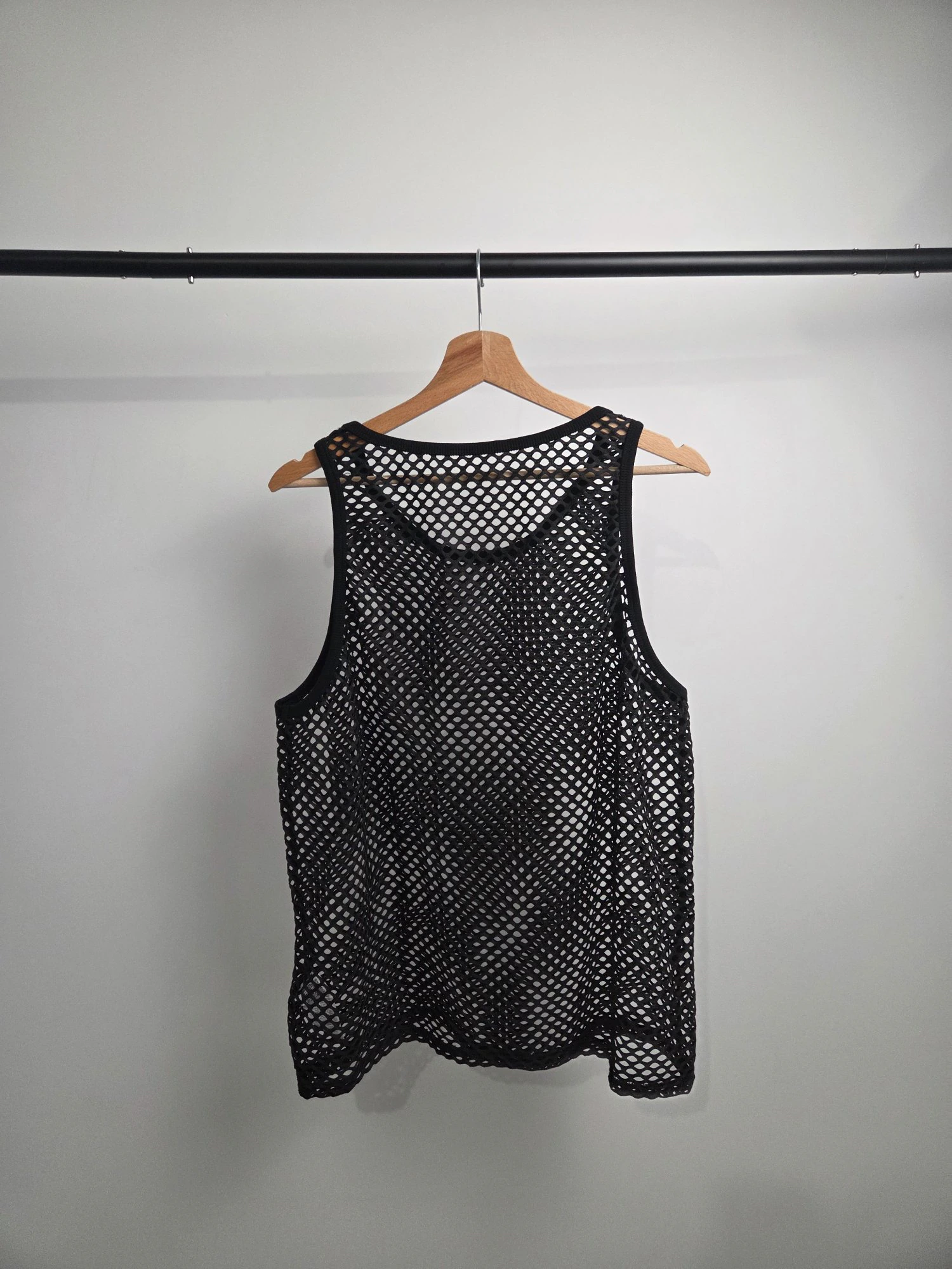 Débardeur Résille — Mesh transparent homme — T-shirt hard techno homme noir