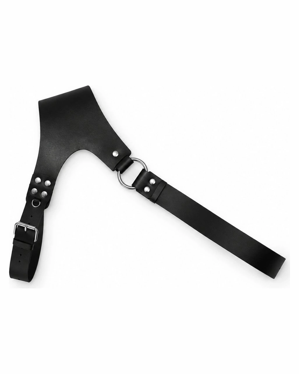 Harnais d'épaule asymétrique — similicuir noir — Cuir chaines hard techno homme