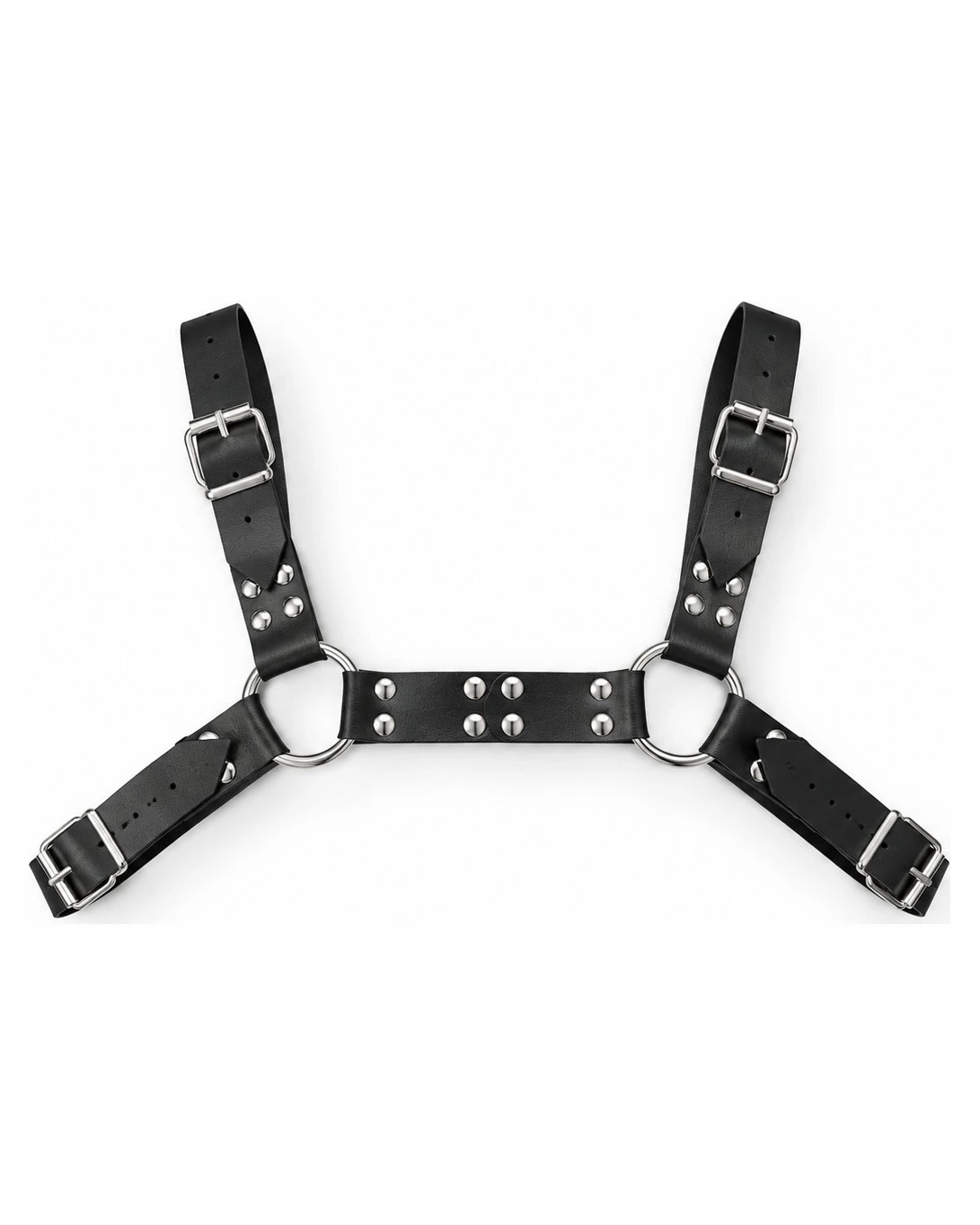 Harnais de poitrine ajustable — similicuir noir — Cuir chaines hard techno homme