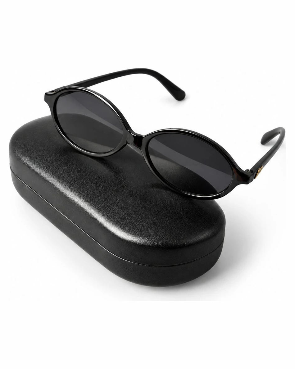 Lunettes de soleil ovales — noir minimaliste — Accessoire rave femme