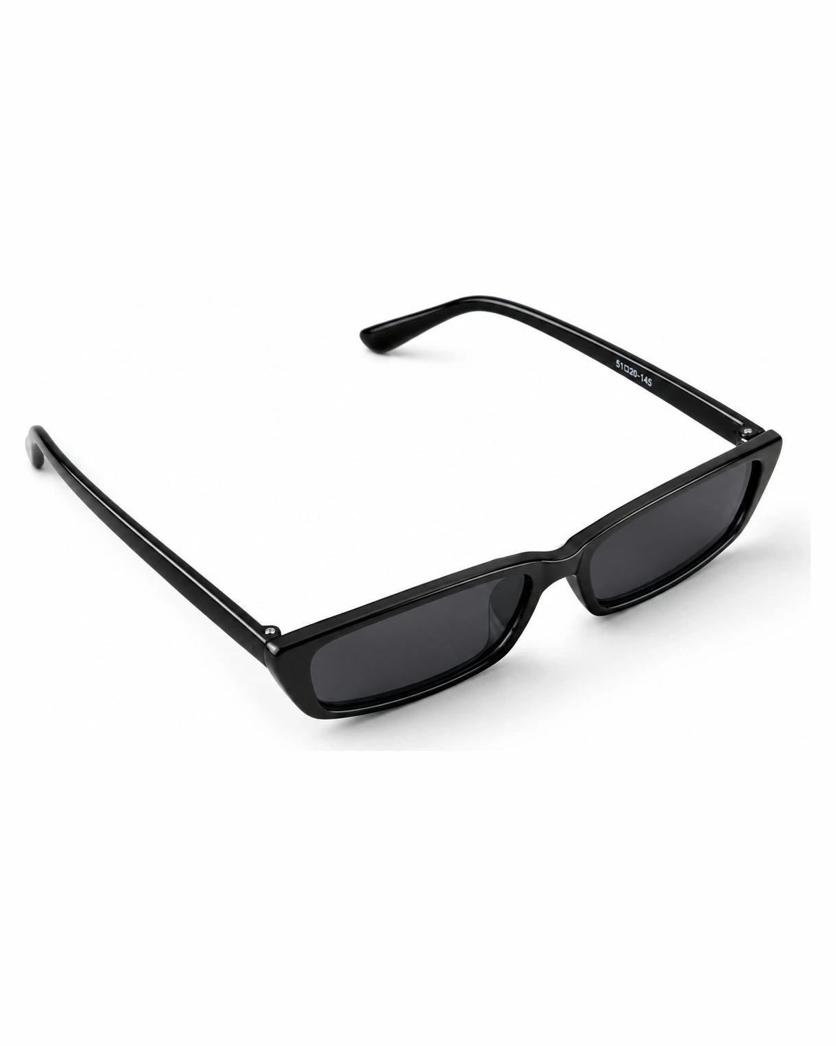 Lunettes de soleil rectangulaires — monture fine noire — Accessoire rave femme