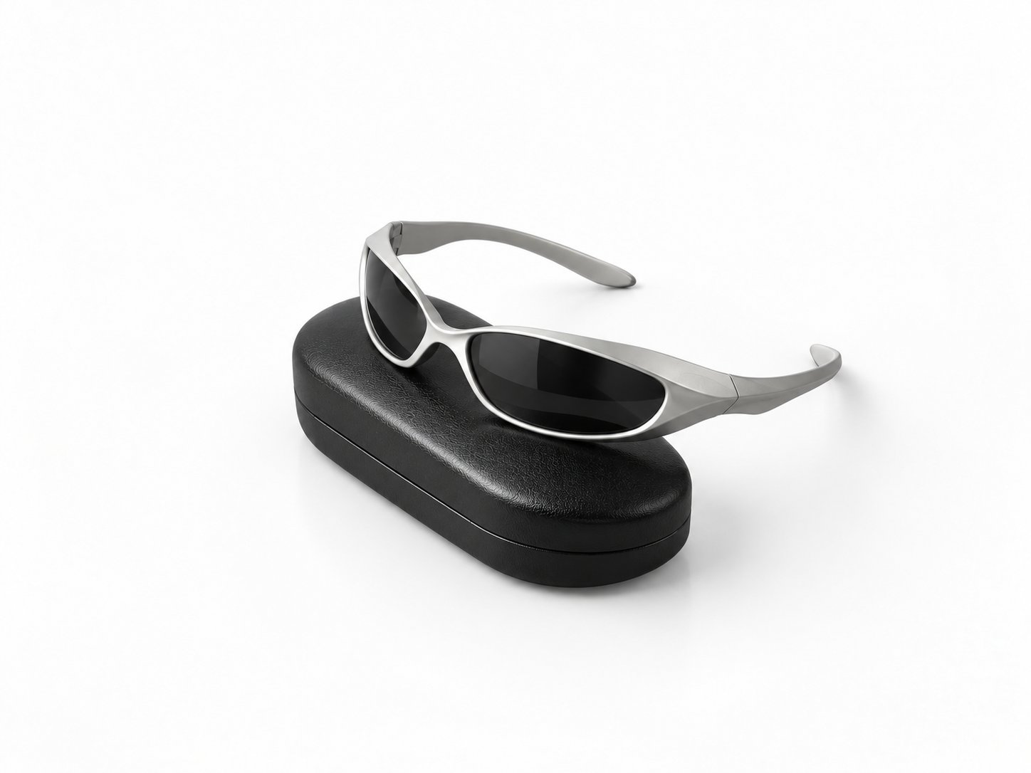 Lunettes de sport futuristes Y2K — monture enveloppante gris et noir — Accessoire rave gris clair / noir