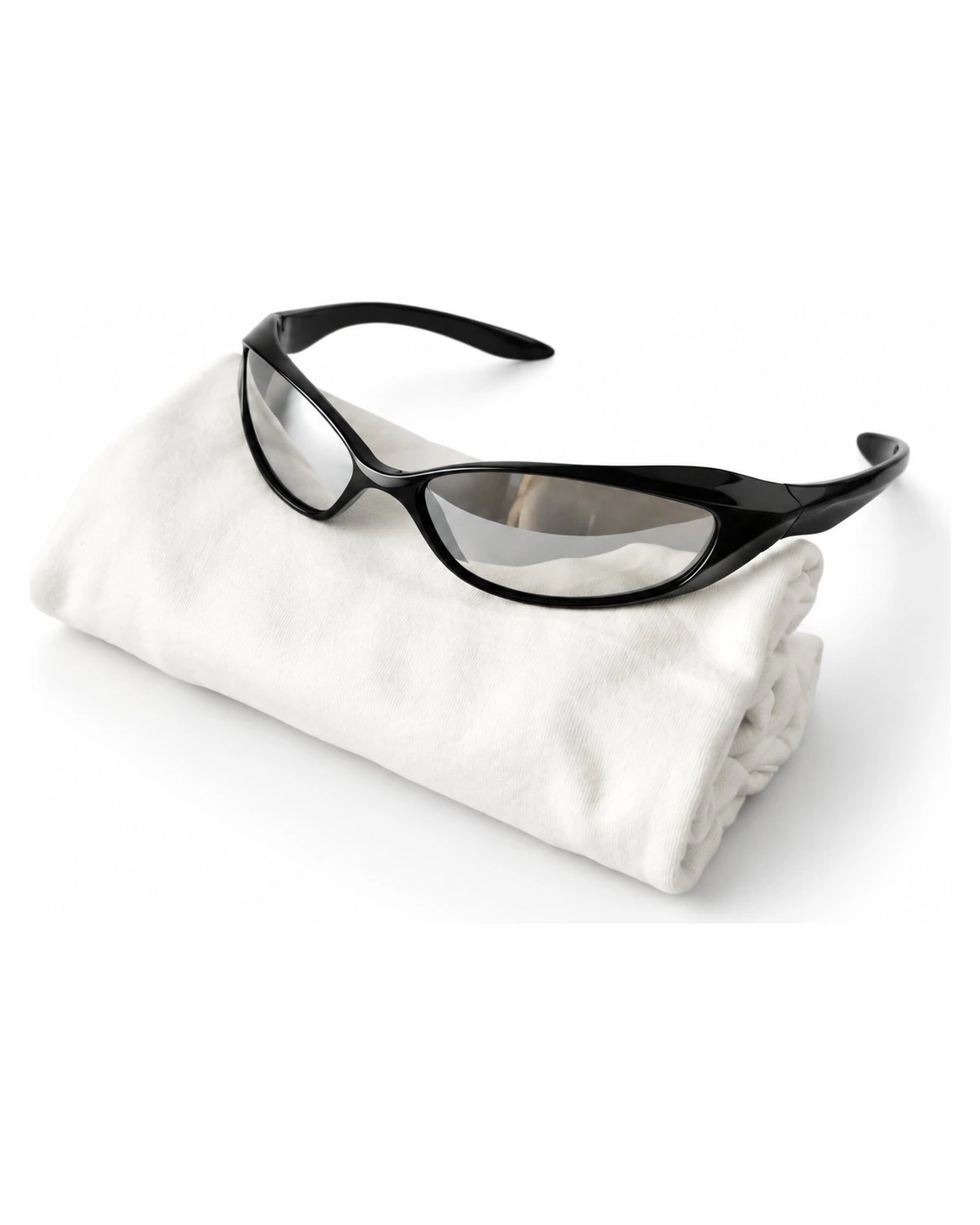 Lunettes de sport futuristes Y2K — monture enveloppante noir et gris — Accessoire rave noir / gris clair