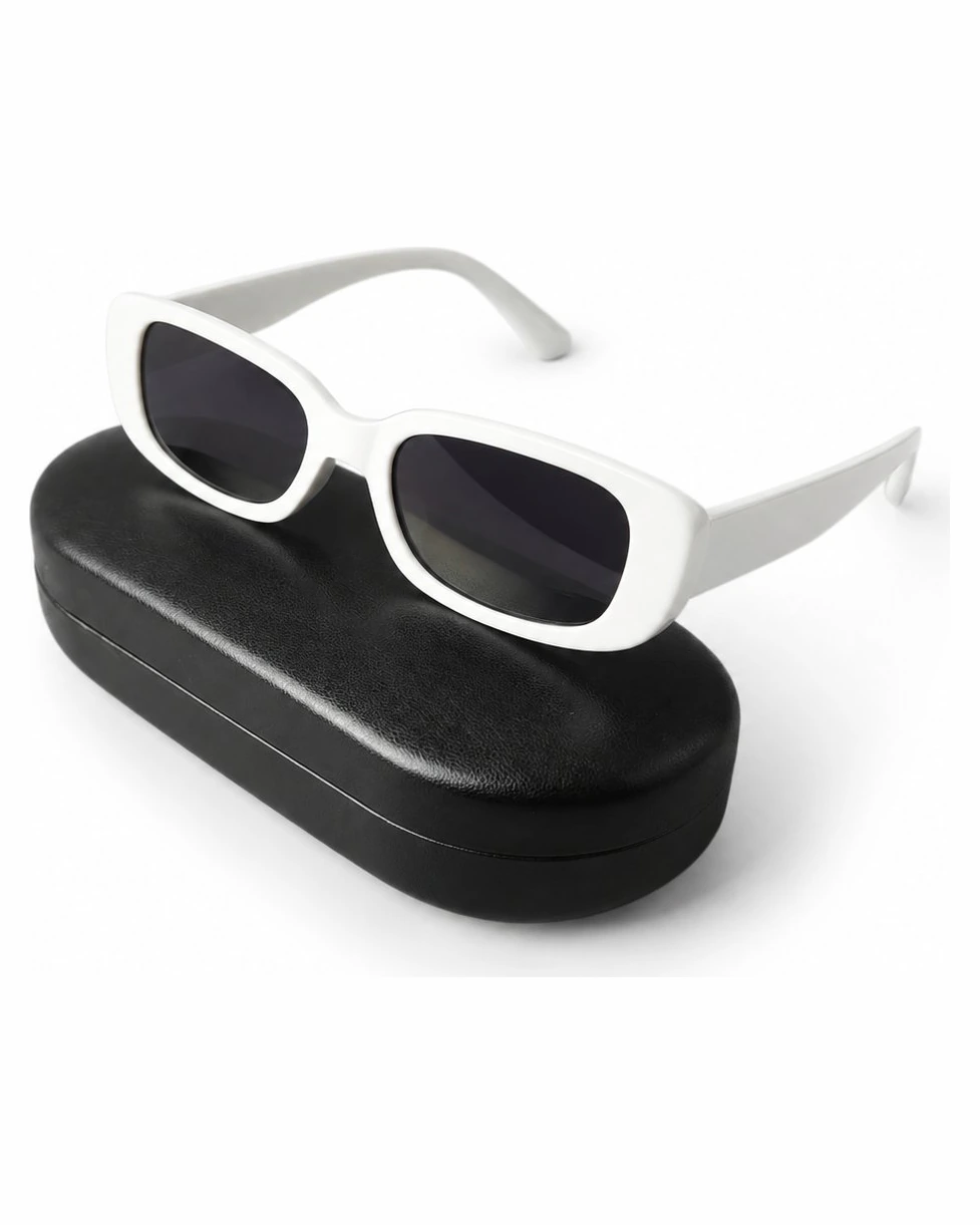 Lunettes rectangulaires épaisses — monture blanche — Accessoire rave homme et femme
