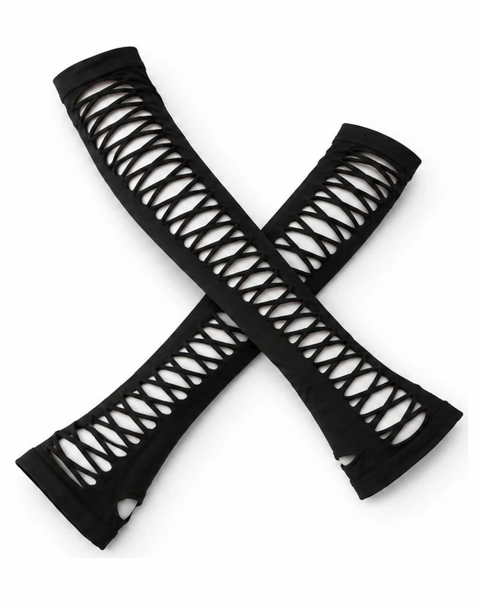 Manchettes ajourées sans doigts — noir — Indispensable rave homme et femme