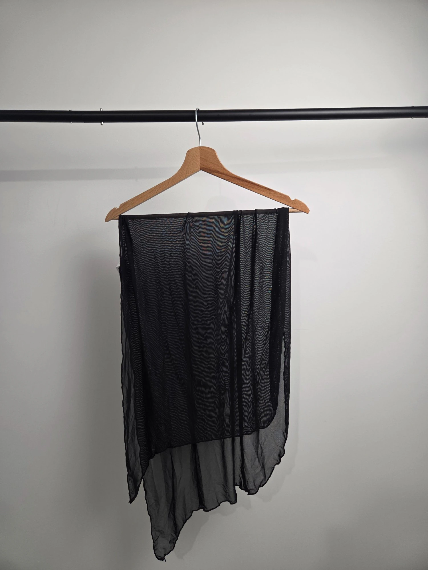Paréo Mesh — Jupe portefeuille transparente — Accessoire rave femme noir