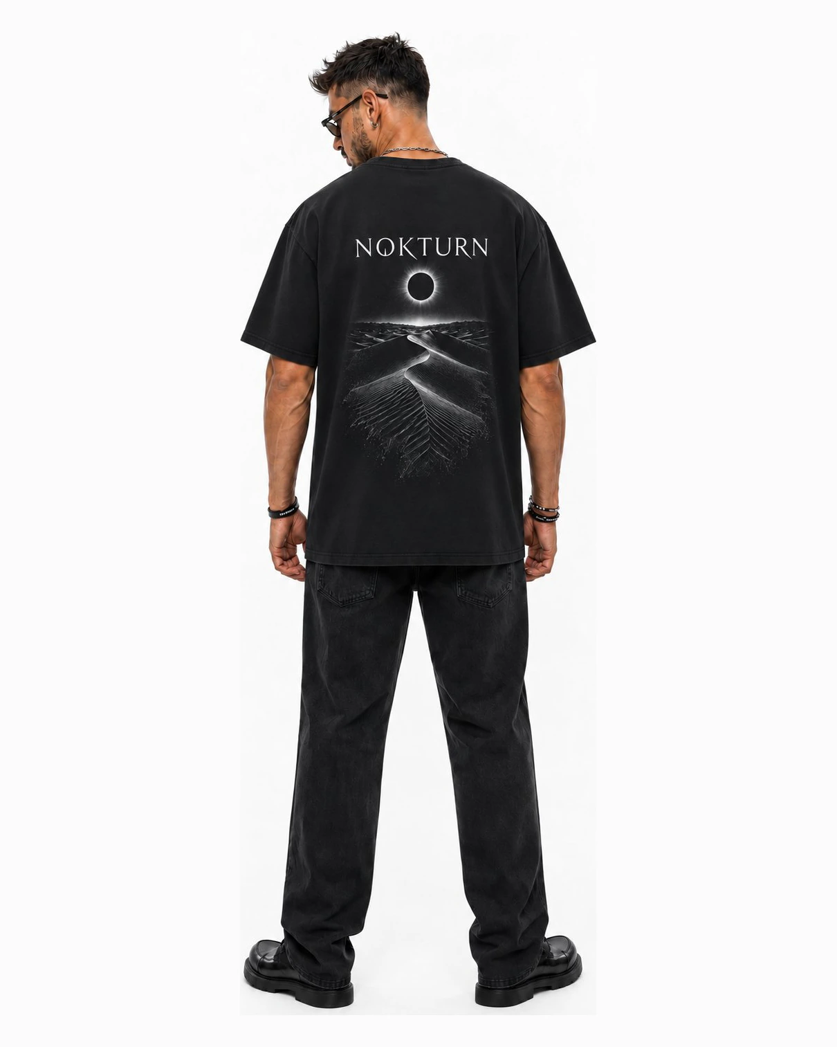 T-shirt Oversize - Désert Obscur — T-shirt hard techno homme noir