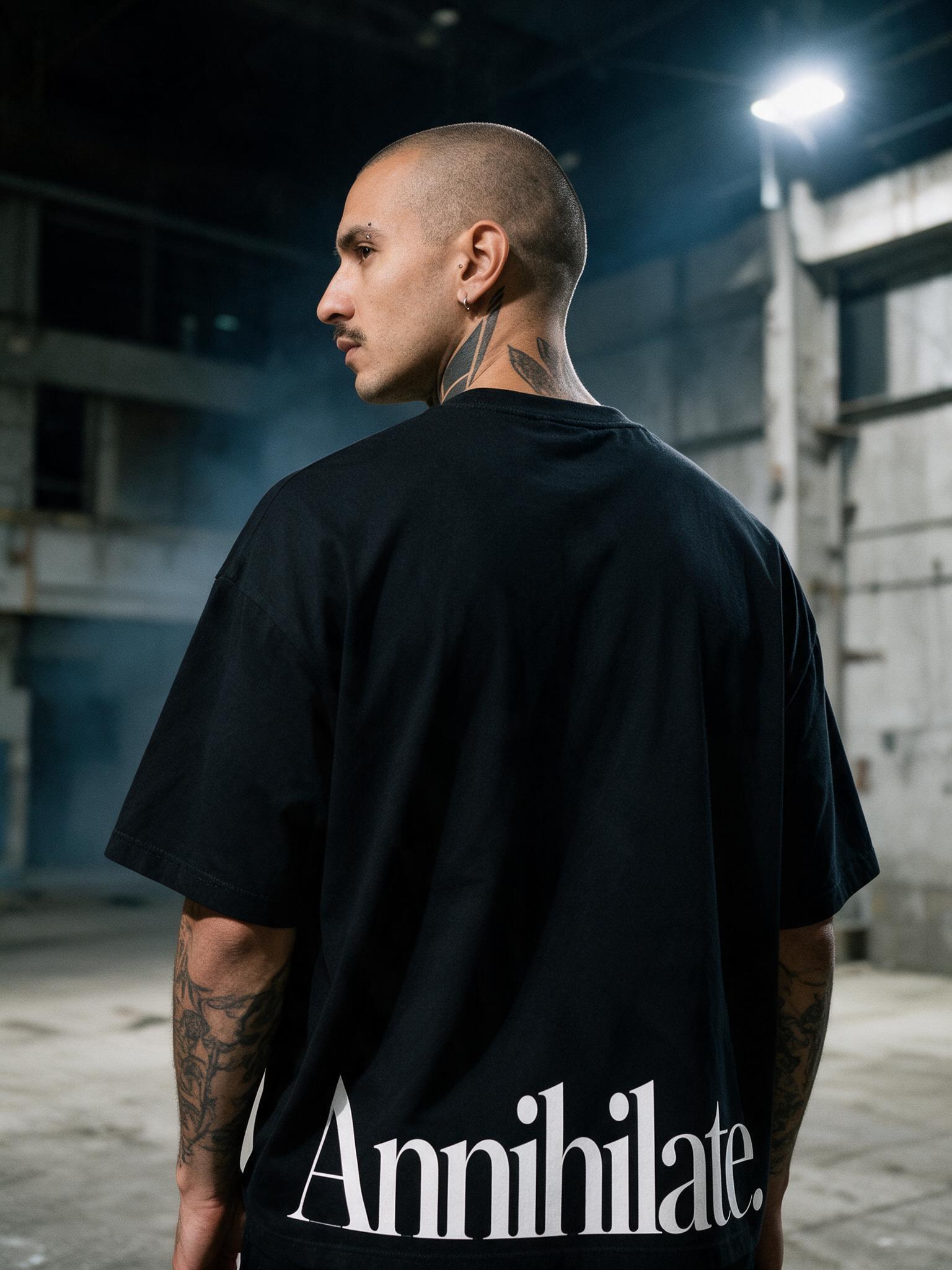T-shirt Oversize Noir - Annihilate. — T-shirt hard techno