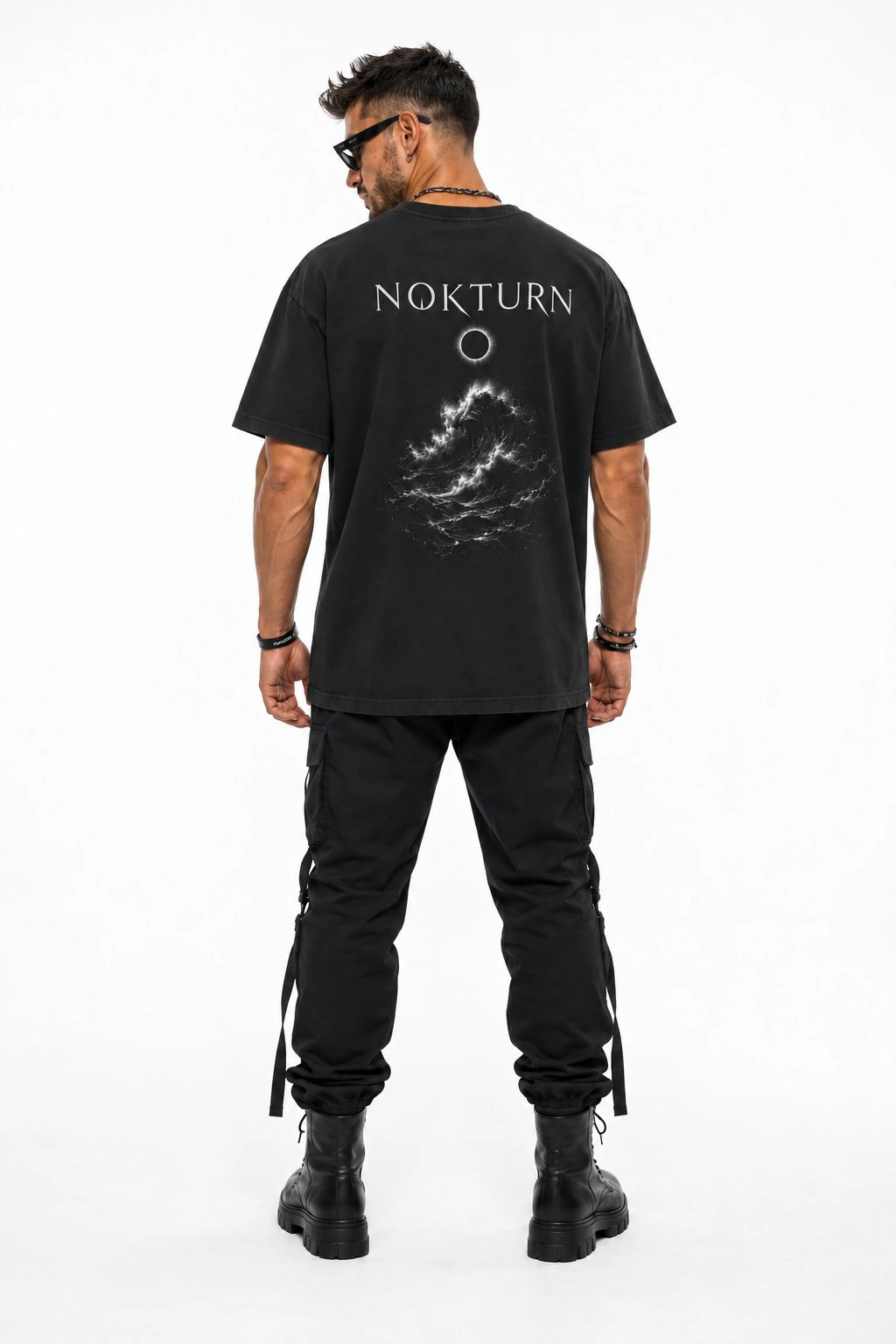 T-Shirt Oversize - Vague sélérate — T-shirt hard techno homme noir